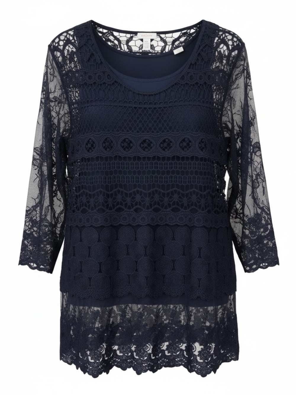 Chicos NWT navy embroidered blouse and tank, size 3, XL